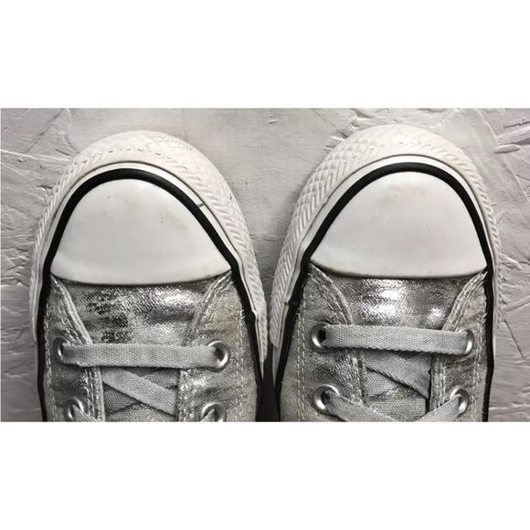 Converse Chuck Taylor Women's Low Top Sneaker Silver Metallic Canvas Size 6 - Picture 10 of 14